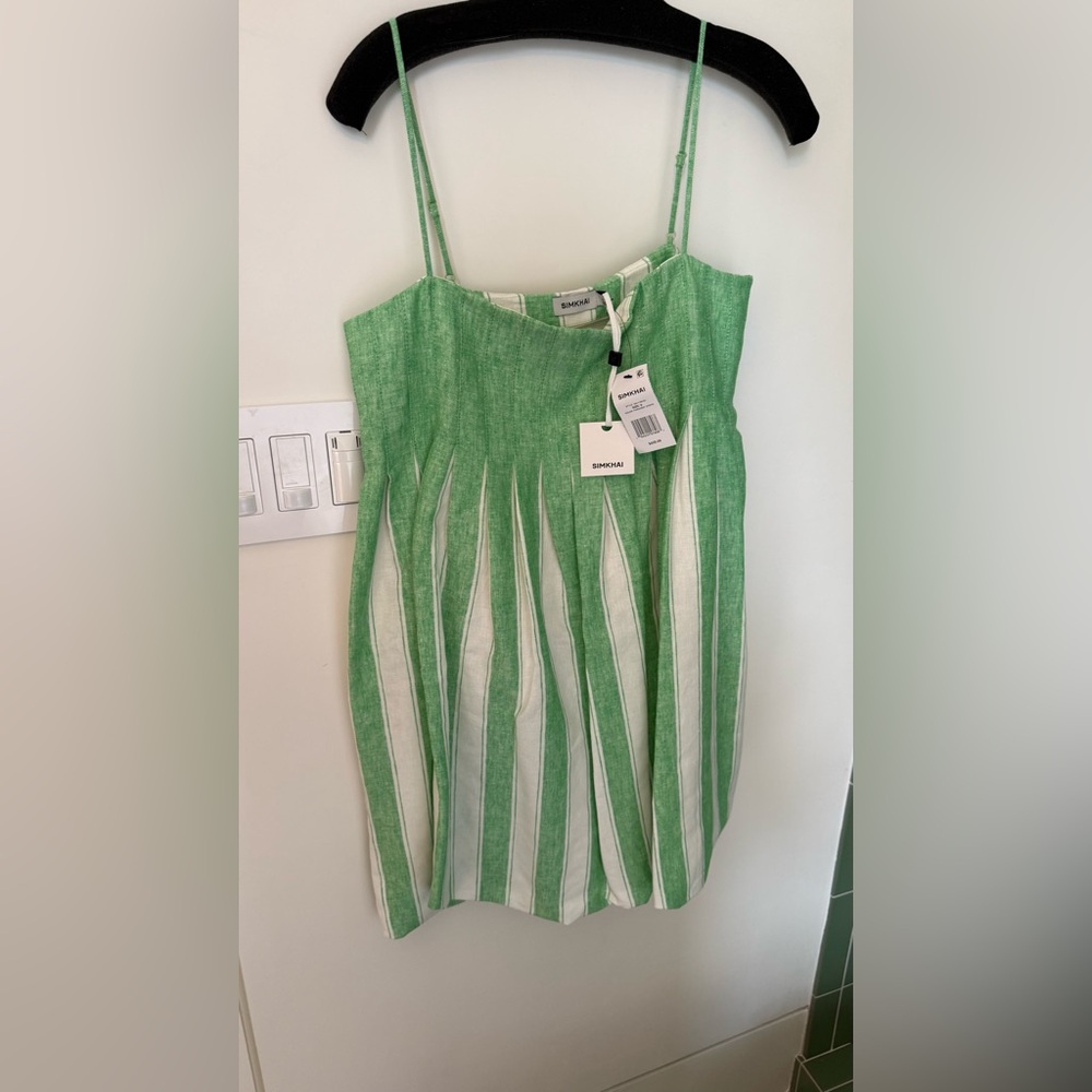Simkhai Striped Green and White Dress